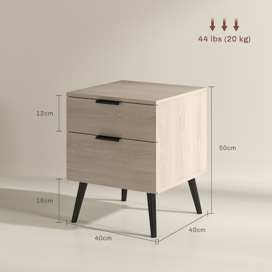 Bedside Tables Wooden Brown 2 Pieces 40x40x50cm