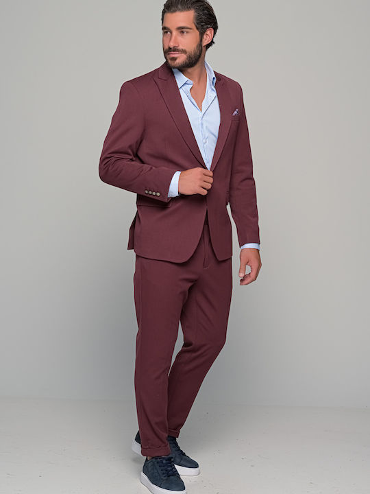Alessandro Men's Winter Suit Burgundy