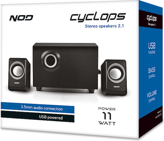 NOD Cyclops Computerlautsprecher 2.1 mit Leistung 5W in Schwarz Farbe