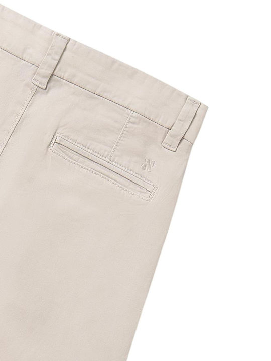 Kids' Chino Fabric Pants Beige Basic