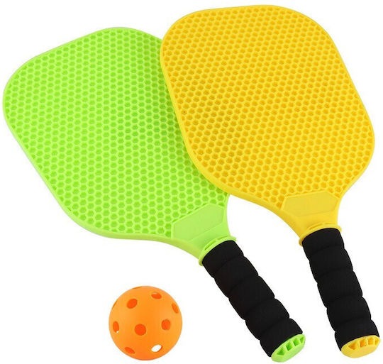 Set De Joc Ping Pong Flippy 2 Rachete 1 Minge 6+ Ani 37.5 X 18 X 3 Cm Galben Verde