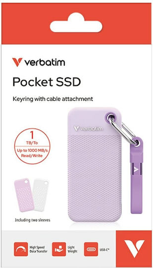 Verbatim Pocket USB 3.2 External SSD 1TB M.2 Purple / White