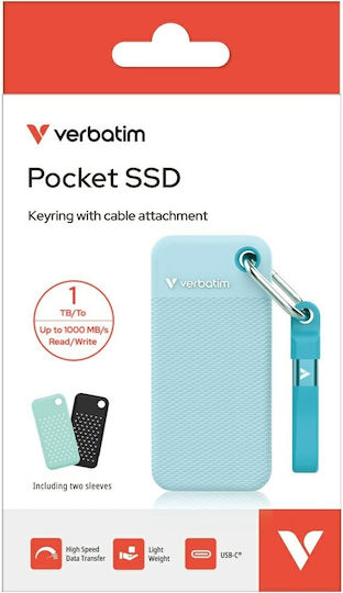 Verbatim Pocket USB 3.2 External SSD 1TB M.2 Polar Blue / Black
