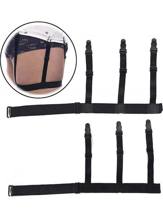 Set 2 Elasticated Shirt Fastening Straps Zola 3 Arms Black