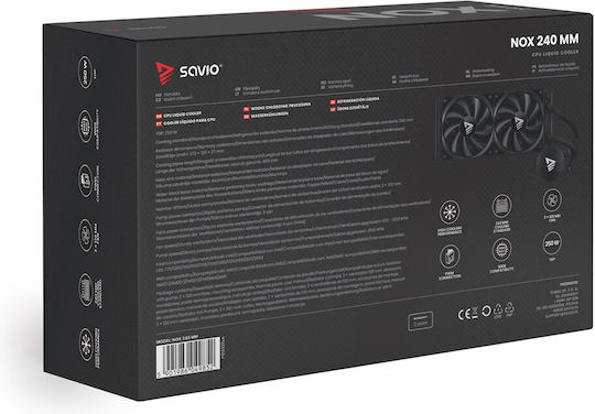 Savio NOX 240 mm Water Cooling System AIO CPU With 2 Fans 120mm And ARGB Lighting
