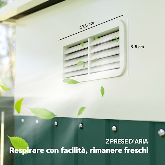 Metallic Garden Shed Galvanized Green with Air Vents M3.45xW2.8xH2m