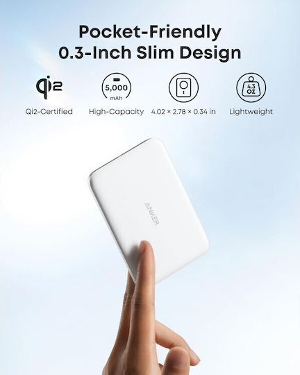 Anker Nano MagSafe Power Bank 5000mAh 15W με Θύρα USB-C Λευκό