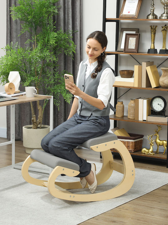 Office Desk Stool with Backrest Gray 55x85x55cm