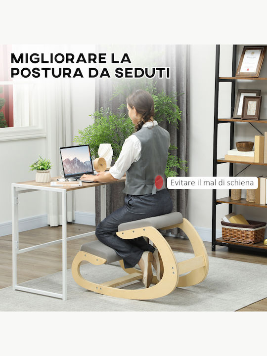 Office Desk Stool with Backrest Gray 55x85x55cm