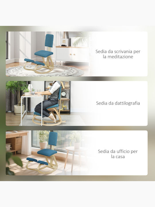Ergonomischer Büro- und Schreibtischhocker mit Rückenlehne Blau 51x84x93cm
