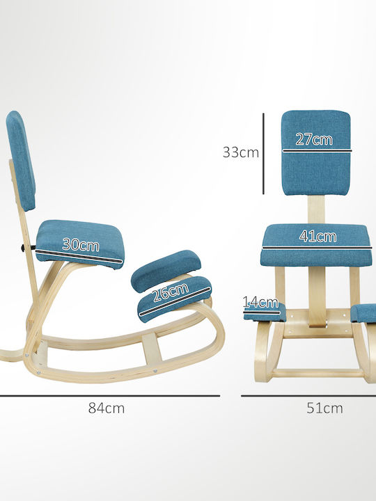 Ergonomischer Büro- und Schreibtischhocker mit Rückenlehne Blau 51x84x93cm