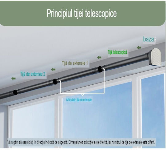 Pliere Bară de Perdea de Duș Drepti cu Ventuză din Oțel Inoxidabil Gri Φ25mm 44εκ.