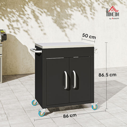 HomCom Καρότσι Επαγγελματικής Κουζίνας Υ86.5xΠ86xΒ50cm