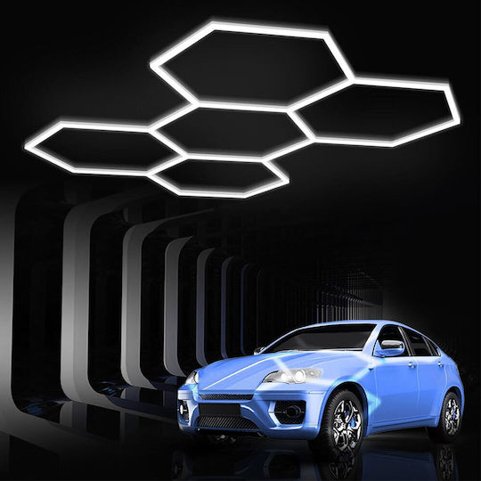 Led Εξαγωνικός Φωτισμός Οροφής Εφέ Κυψέλης 24 Ράβδοι X 44cm 5 Κυψέλες 6500κ Zjd-004