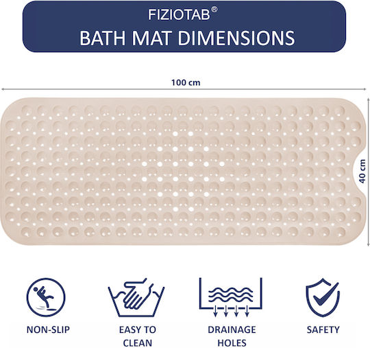 Bathtub Non-slip with Suction Cups Glossy Beige 40x100εκ.