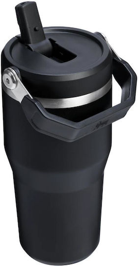 Stanley IceFlow Flip Straw 2.0 Glass Thermos Stainless Steel BPA Free 590ml Black With Straw