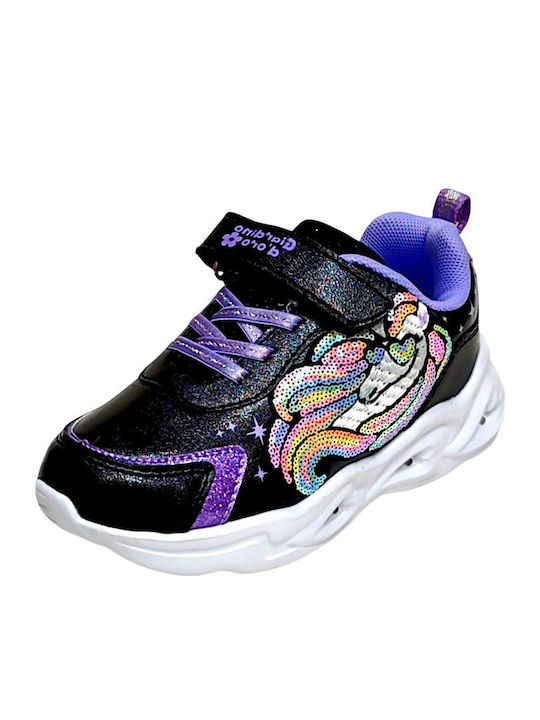 Kids Sneakers with Hoop & Loop Closure Black