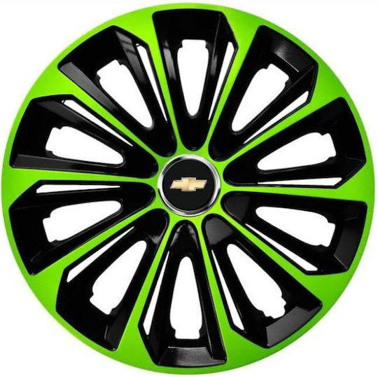 Set Capace De Roți Auto 15" Compatibilitate Chevrolet 4 Bucăți Verzi