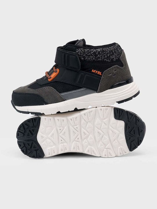 Leather Kids Boots with Velcro Black