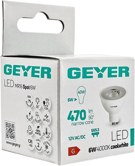 Geyer LED Bulb 6W for Socket GU5.3 and Shape MR16 Natural White 470lm