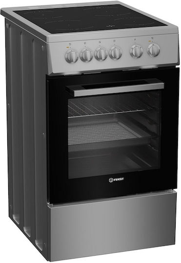 Indesit Κουζίνα 55lt με Κεραμικές Εστίες Π50εκ. Inox