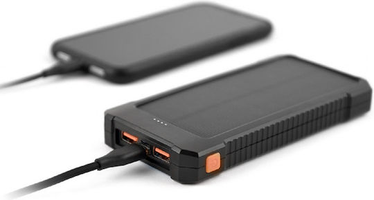 Gembird PB10 Solar Solar Power Bank 10000mAh 20W with 2 USB-A Ports and USB-C Port Black