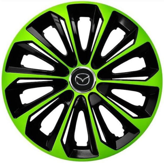 Auto Radkappen Set mit Marke Mazda 4Stück 15" Grün/Grün