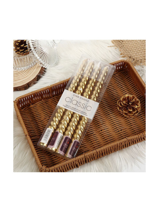 Lumânare Decorativă Conic Auriu 205gr 4 Bucăți