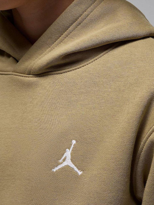 Fleece Παιδικό Φούτερ με Κουκούλα και Τσέπες Khaki