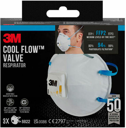 3M Protective Mask FFP2 with Valve White S7929755 3pcs