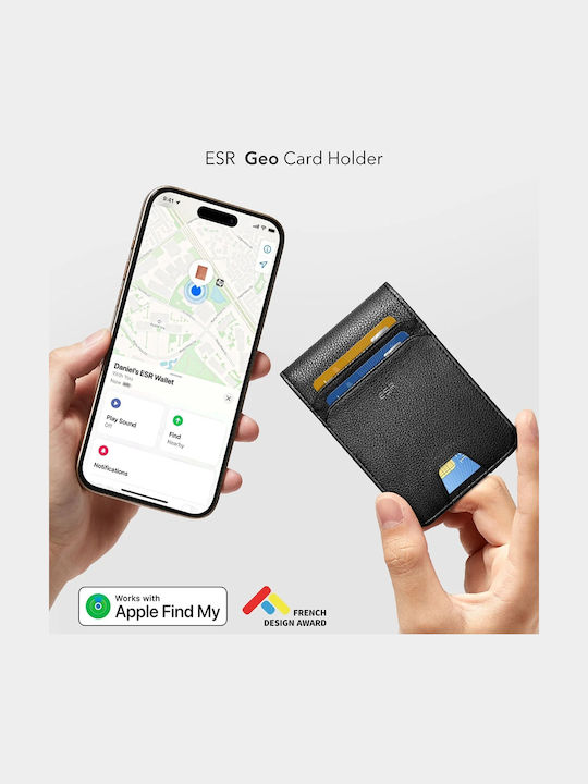 Classic Geo Δερμάτινο Ανδρικό Πορτοφόλι Καρτών με RFID Μαύρο