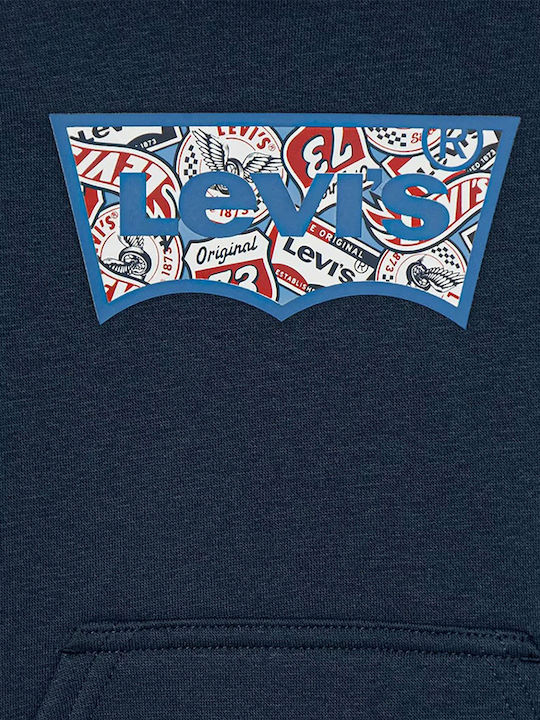 Kids Sweatshirt with Hood and Pockets Navy Blue Batwing