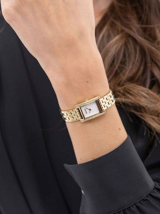 Boss Lucy Womens Watch 18mm Chronograph Battery With Gold Metal Bracelet