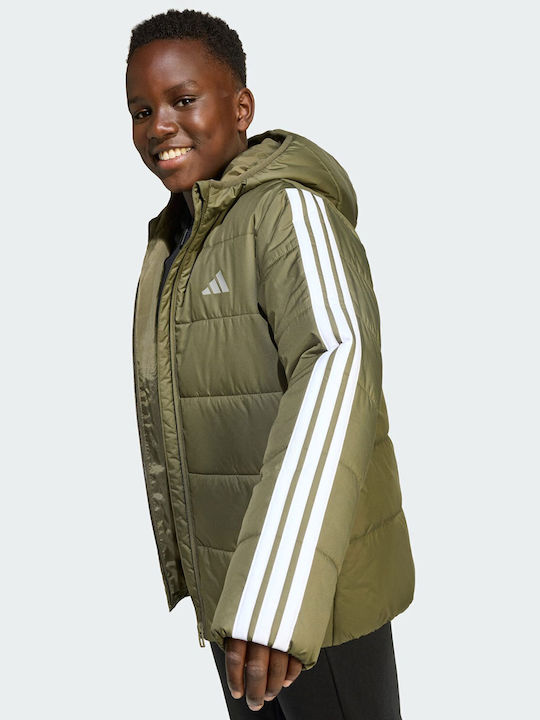Padded Waterproof Kids Sports Windproof Jacket with Lining Khaki
