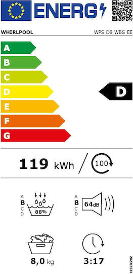Whirlpool WPS D8 WBS EE Tumble Dryer 8kg with Heat Pump