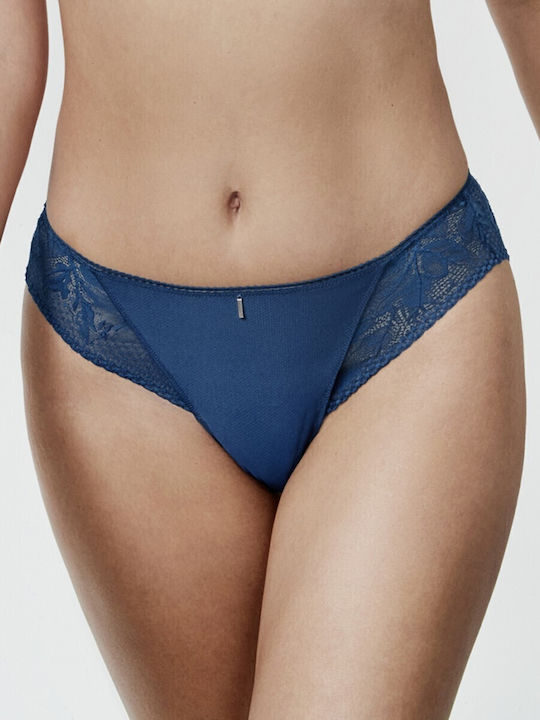 Women's Slip with Lace Blue