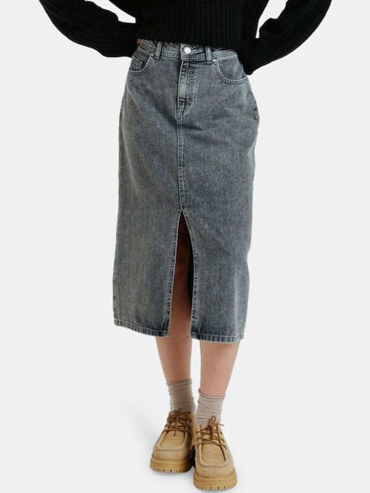 Cold Winds Fustă Midi Din Denim Gri