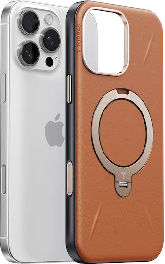 Torras QPRO Umschlag Rückseite Leder Braun (iPhone 17 Pro Max)