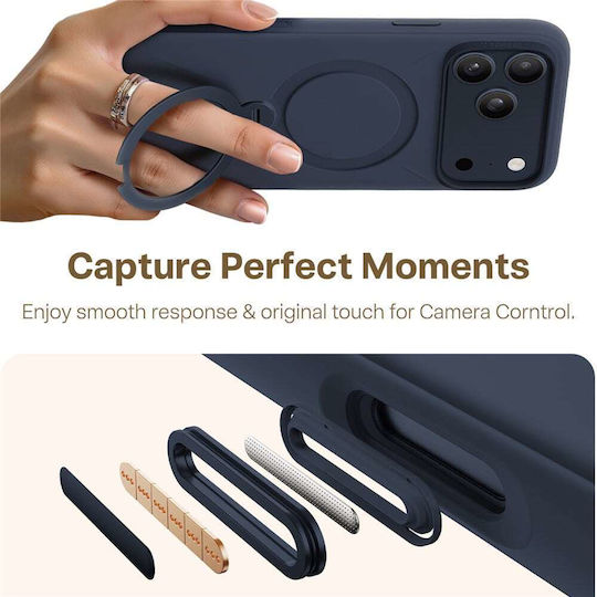 Torras Ostand Q3 Silicone Back Cover Navy Blue iPhone 18 Pro / 17 Pro