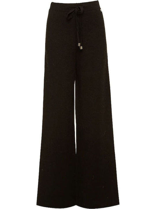 Damen Stoff Hose Schlag Black