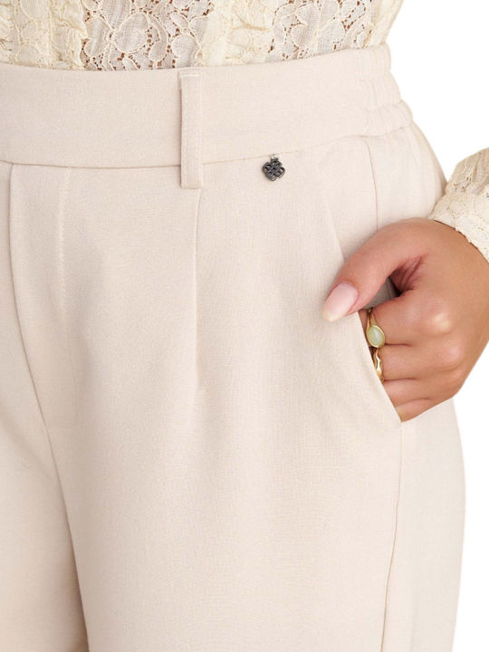 Damen Stoff Hose mit Gummizug Vanilla