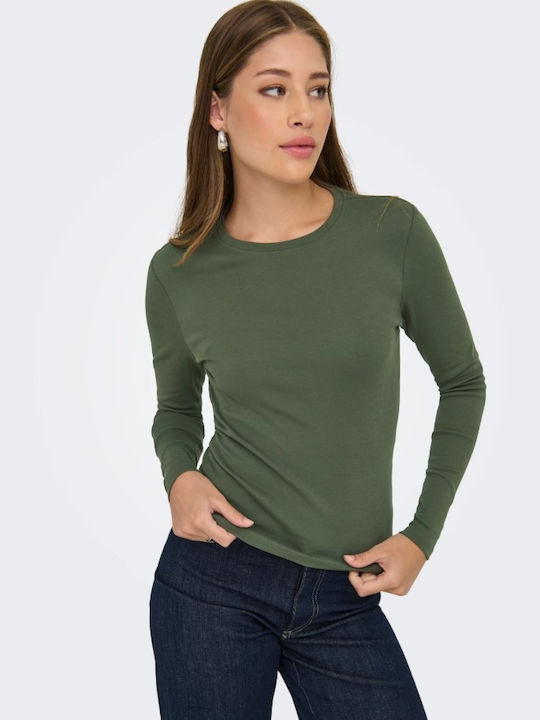 Damen Bluse Baumwolle Langärmelig Grün