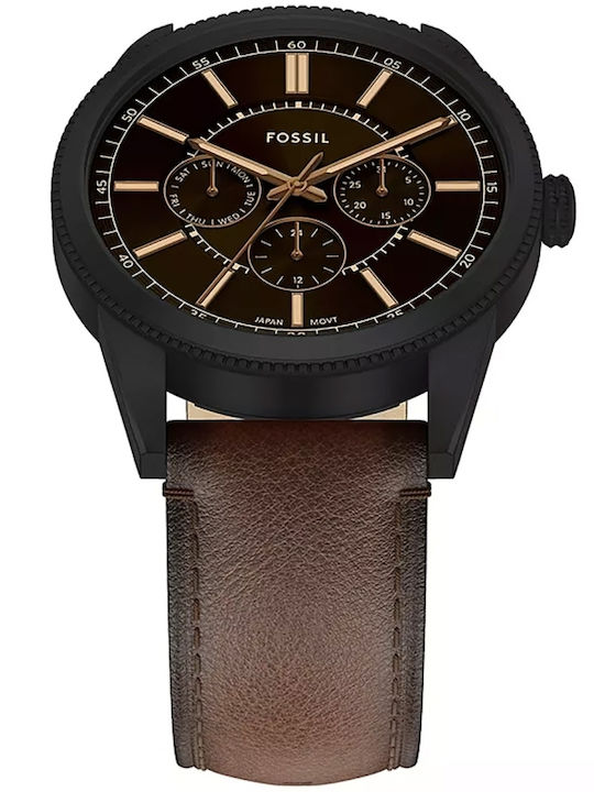 Fossil Multifunction Ceas Barbatesc 42mm cu Baterie cu Brățară Metalică Maro
