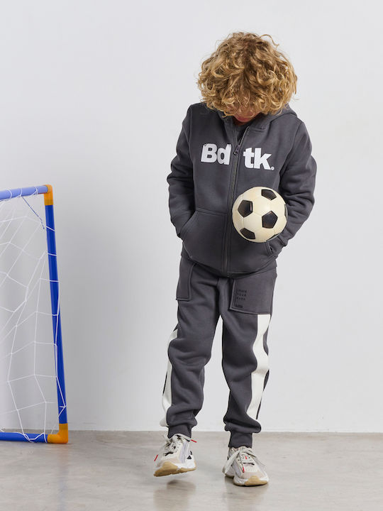 Kids Sweatshirt Fleece Hooded Cardigan with Pockets Grey