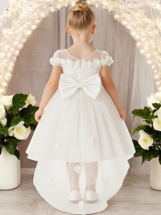 Kinderkleid Kurzärmelig Für Blumenmädchen Floral Set aus Zubehör Weiß