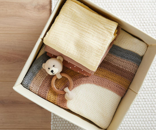 Bieco Children's Storage Basket made of Fabric Beige 32x32x32cm 1pcs