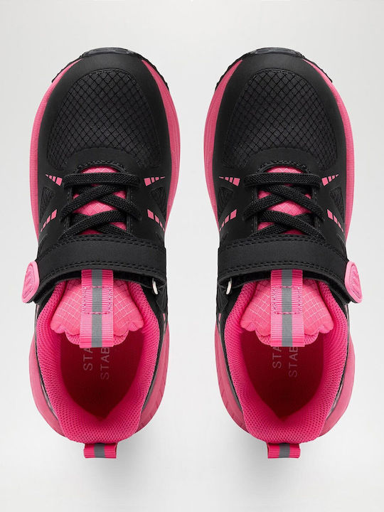 Waterproof Kids Sports Shoes Running with Hoop & Loop Closure Black