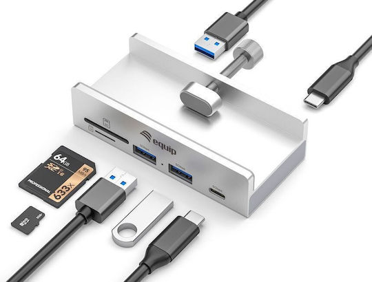 Equip USB Хъб 3 Порта USB 3.2 с Връзка USB-A Сив