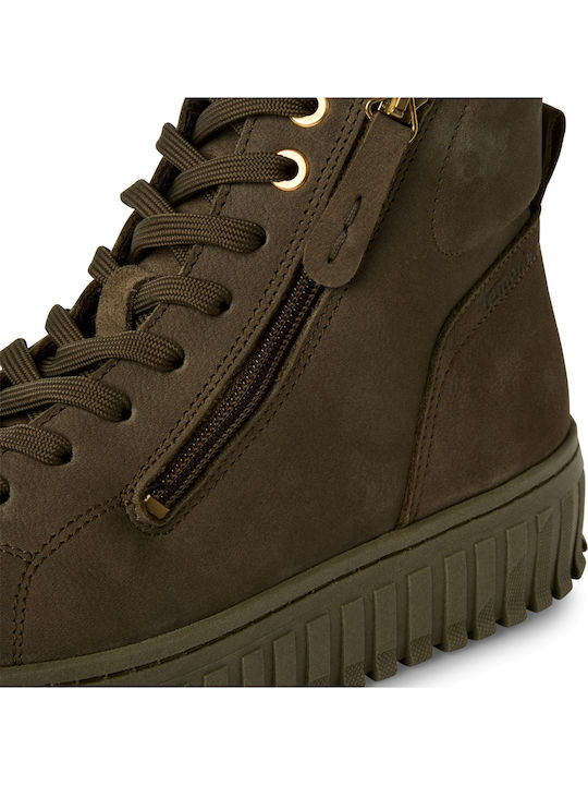 Leather Women's Ankle Boots Olive