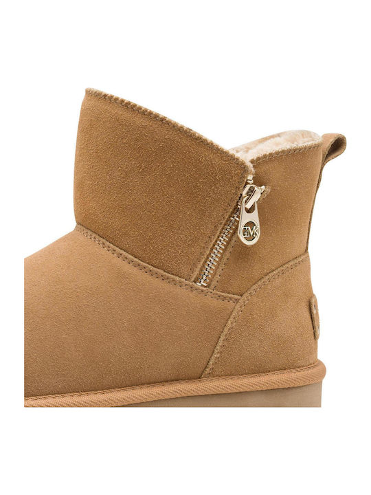 Suede Women's Ankle Boots Tabac Brown